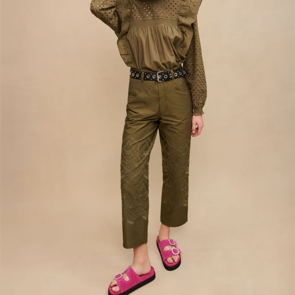 MAJE Embroidered cotton pants